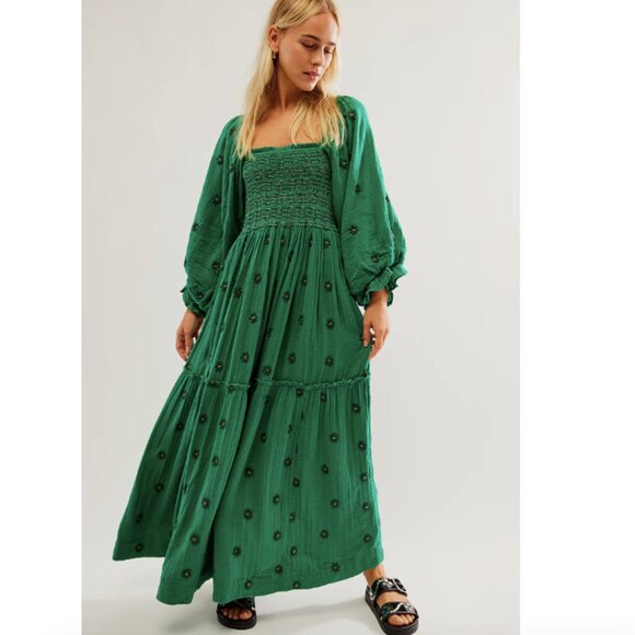 Dahlia Dress Duple Free People Floral Embroidered Boho Large - Picture 1 of 12